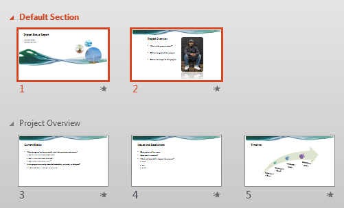 Selected section expanded