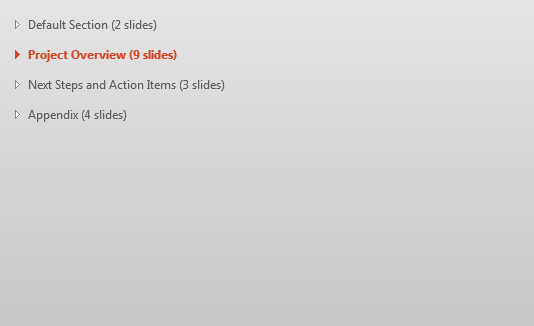 Result of selecting Collapse All option