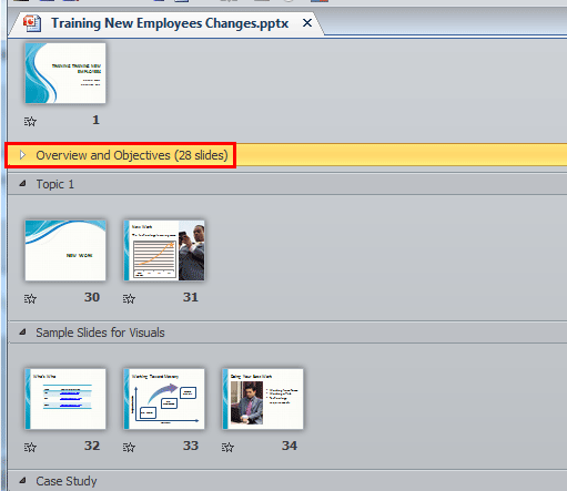 Selected section collapsed Selected section collapsed
