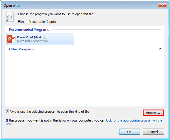 Choose a recommended program or browse Choose a recommended program or browse