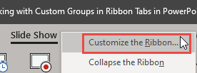 Customize the Ribbon option
