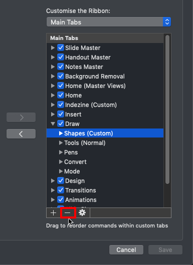 Delete the custom group Delete the custom group