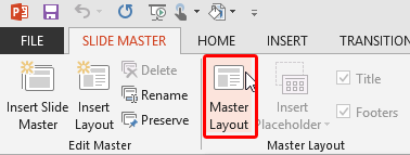 Master Layout button Master Layout button