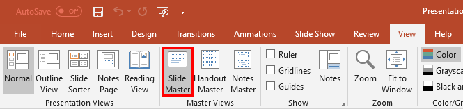 Slide Master button Slide Master button