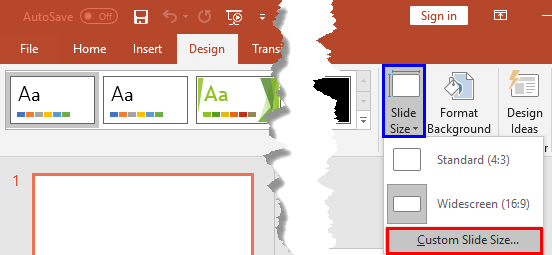 Custom Slide Size option Custom Slide Size option