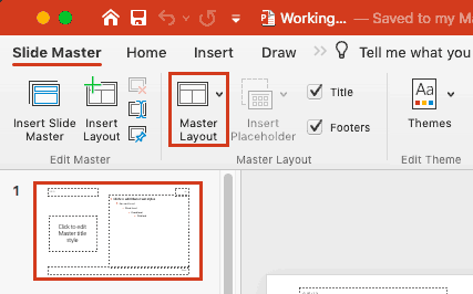 Master Layout button
