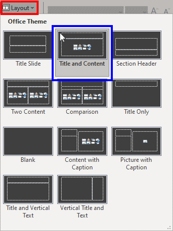 Choose a slide layout that includes a content placeholder Choose a slide layout that includes a content placeholder