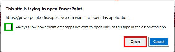 This site is trying to open PowerPoint This site is trying to open PowerPoint