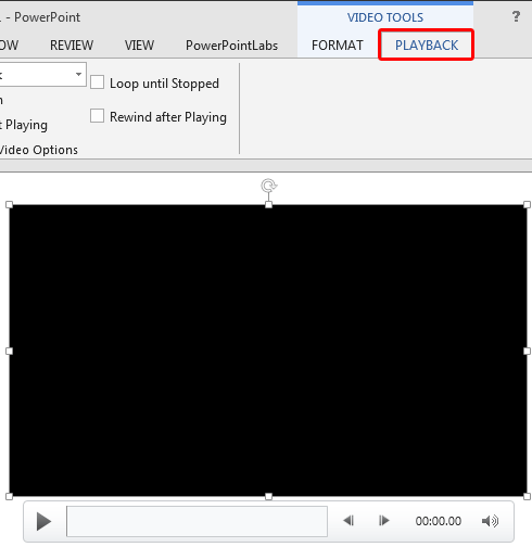 Video Tools Playback tab of the Ribbon