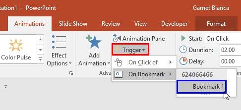 Trigger animation set to happen
