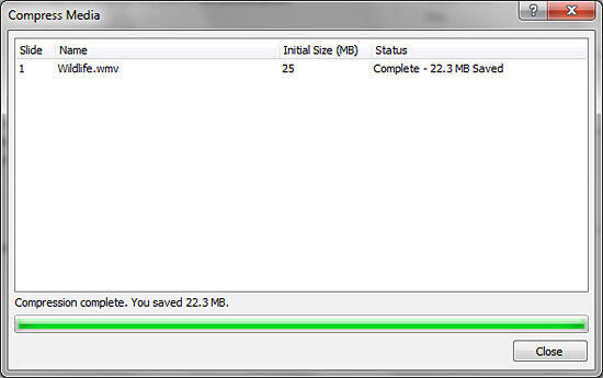 Compress Media window
