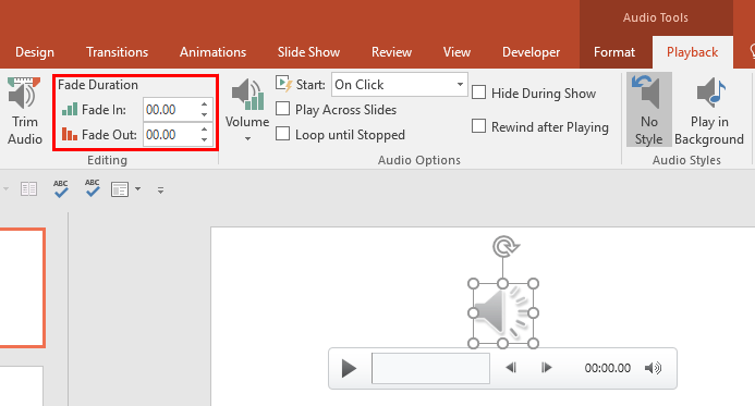 Fade Duration options