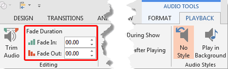 Fade Duration options