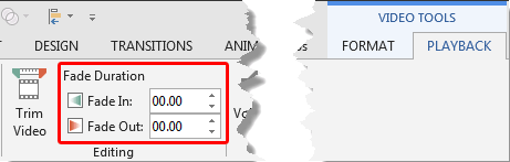 Fade Duration options Fade Duration options