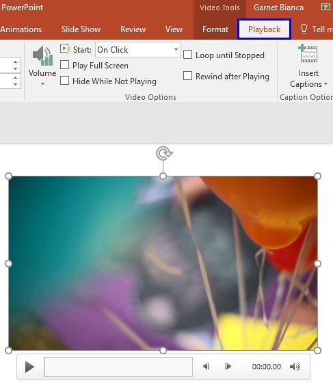 Video Tools Playback tab