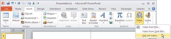 Select the Clip Art Video option