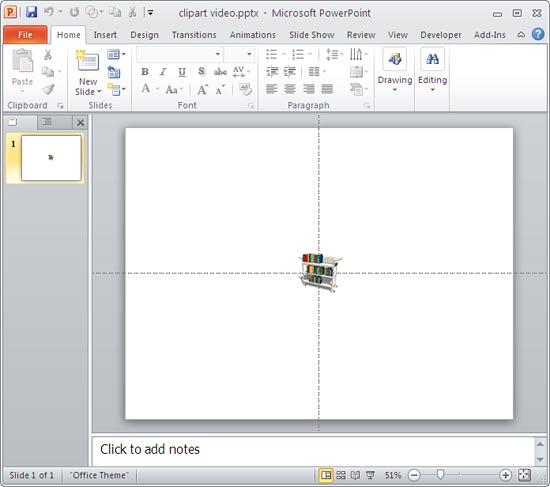 Video clip inserted from the Clip Art pane into PowerPoint