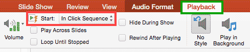 Playback tab of the Ribbon activated Playback tab of the Ribbon activated