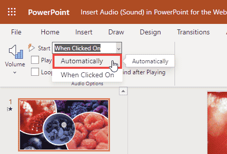 Automatically option selected within Start drop-down list
