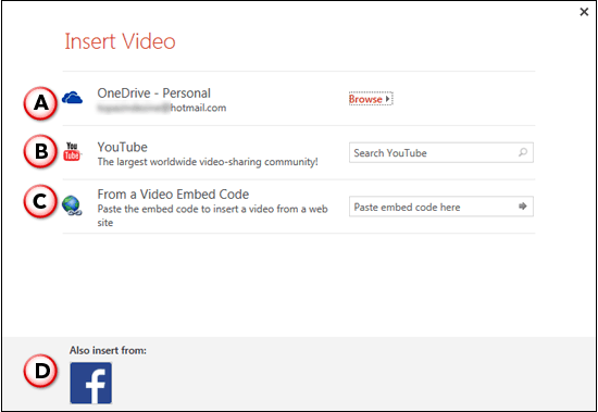 Insert Video dialog box