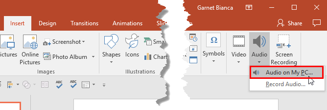 Audio on My PC option