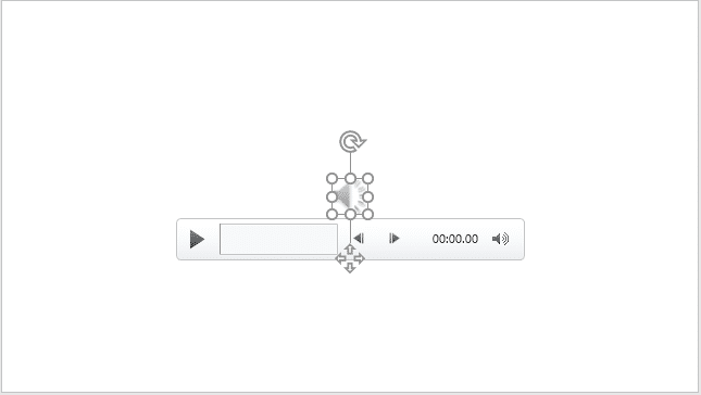 Audio icon placed on slide