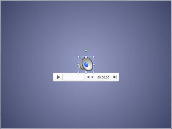 Audio file inserted on a PowerPoint slide
