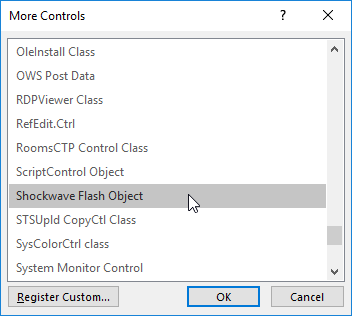 More Controls dialog box More Controls dialog box