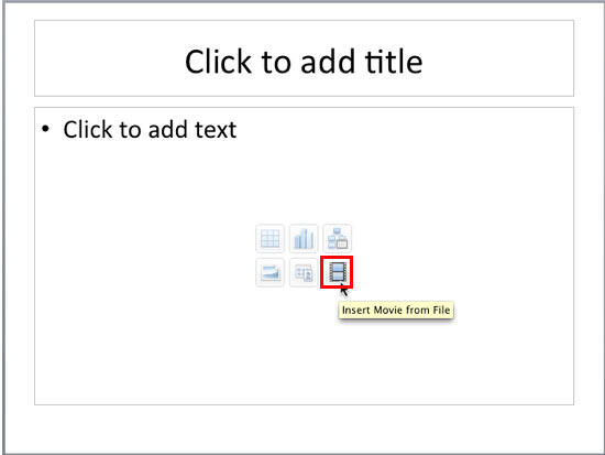 Insert Movie from File button within the Content placeholder