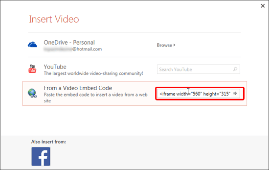 Insert Video dialog box