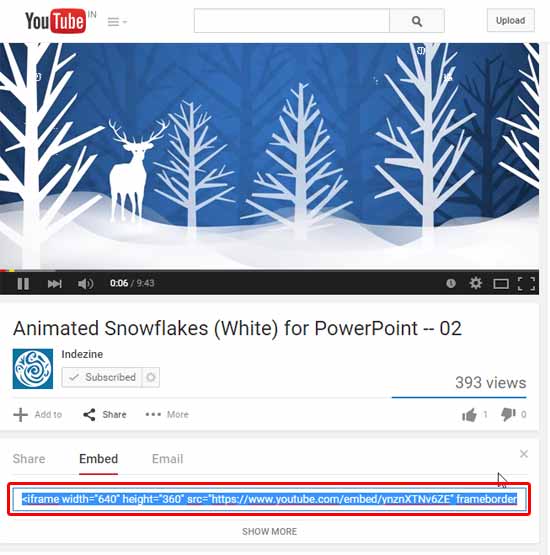 Access the Embed option