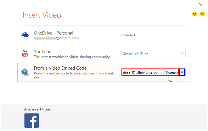 Insert Video dialog box