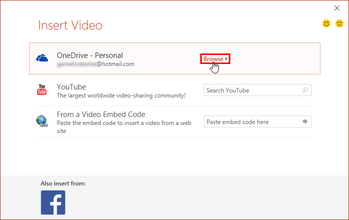 Insert Video dialog box
