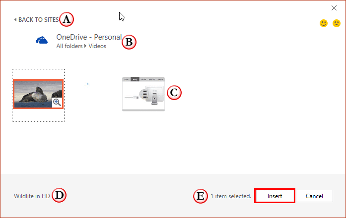 Video within OneDrive account