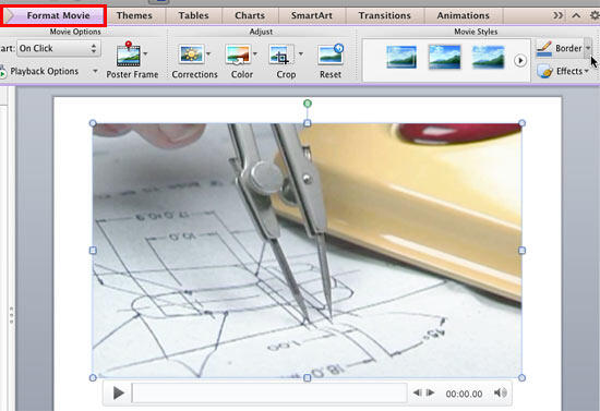 Format Movie tab of the Ribbon
