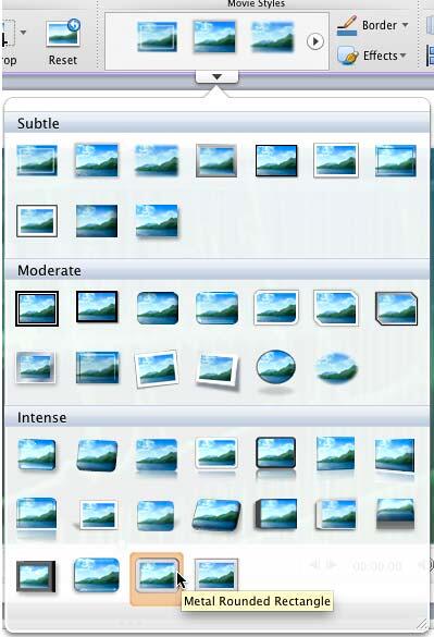 Movie Styles drop-down gallery Movie Styles drop-down gallery