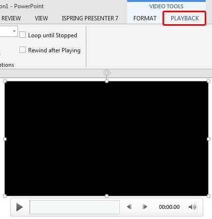 Video Tools Playback tab of the Ribbon