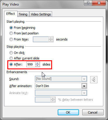 Do you want the video to span 999 slides? Do you want the video to span 999 slides?