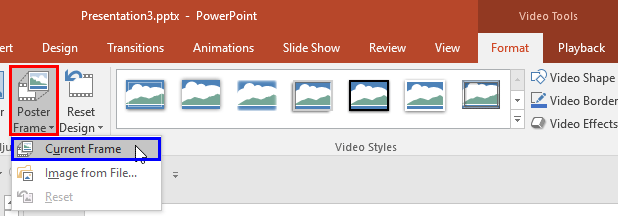 Current Frame option within the Poster Frame drop-down gallery Current Frame option within the Poster Frame drop-down gallery