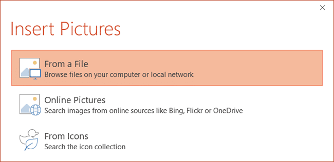 Insert Pictures dialog box Insert Pictures dialog box