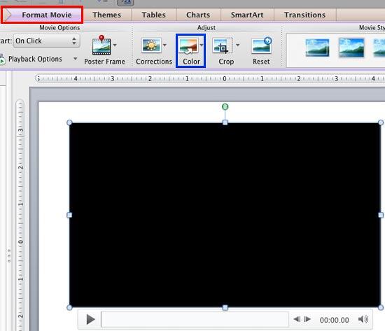 Format Movie tab of the Ribbon
