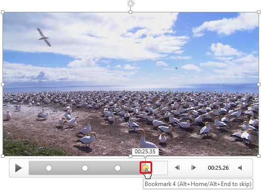 Selected bookmark within the Player Controls bar