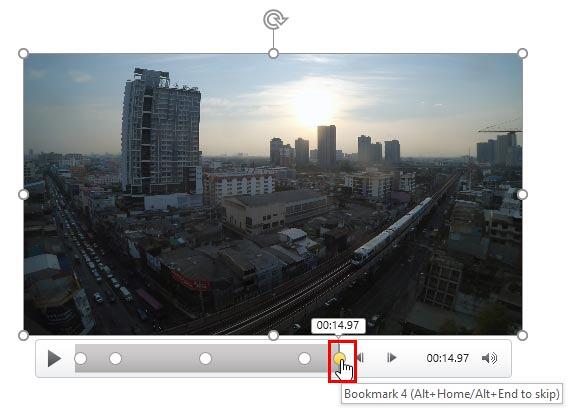 Selected bookmark within the Player Controls bar Selected bookmark within the Player Controls bar