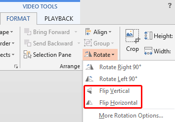 Flip options within the Rotate and Flip drop-down gallery