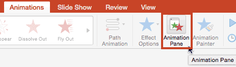 Click the Animations Pane button