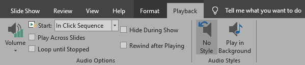 Format Audio tab of the Ribbon