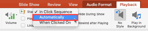 Play across slides option within the Start drop-down list