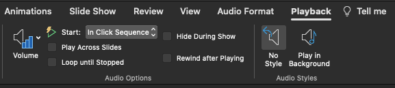 Format Audio tab of the Ribbon Format Audio tab of the Ribbon