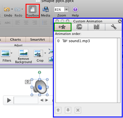 Custom Animation tab selected Custom Animation tab selected
