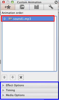 Animation associated with the audio clip selected Animation associated with the audio clip selected